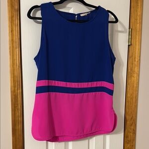 Hawthorne Blue and Pink Sleeveless Colorblock Top